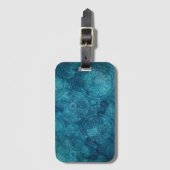 Étiquette À Bagage Elégant Motif d'aquarelle Mandala Turquoise (Devant Vertical)