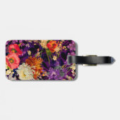 Étiquette À Bagage Élégant motif floral jaune violet (Dos horizontal)