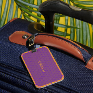 Étiquette À Bagage Élégant motif japonais Kumiko violet profond