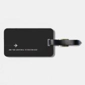 Étiquette À Bagage élégant noir blanc à la main style voyage (Dos horizontal)