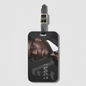 Étiquette À Bagage Élégant noir et blanc classique Monogramme photo (Devant Vertical)