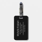 Étiquette À Bagage Élégant noir et blanc | Monogramme moderne personn (Dos Vertical)