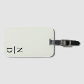 Étiquette À Bagage Élégant Noir minimaliste Initiales Monogrammes (Devant Horizontal)