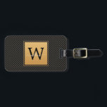 Étiquette À Bagage Élégant Noir Or élégant Monogramme Script Voyage<br><div class="desc">Élégant Black Gold élégant Monogramme Script Voyage Bagage Tag. Dispose d'un arrière - plan de luxe noir et or.</div>