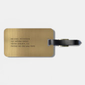 Étiquette À Bagage Élégant nom doré monogrammed moderne (Dos horizontal)