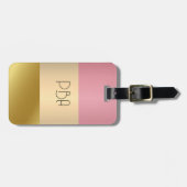 Étiquette À Bagage Élégant or Chopper rose en métal monogramme Nom (Devant horizontal)