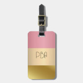 Étiquette À Bagage Élégant or Chopper rose en métal monogramme Nom (Devant Vertical)