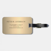 Étiquette À Bagage Élégant or Chopper rose en métal monogramme Nom (Dos horizontal)