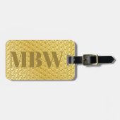 Étiquette À Bagage Élégant Or moderne Metallic Nom monogrammé (Devant horizontal)