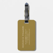 Étiquette À Bagage Élégant Or moderne Metallic Nom monogrammé (Dos Vertical)