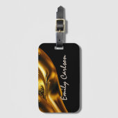 Étiquette À Bagage Élégant or noir et faux liquide (Devant Vertical)
