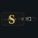 Étiquette À Bagage Élégant Or Personnalisé Monogramme Moderne Simple<br><div class="desc">Élégant Or Personnalisé Monogramme Moderne Simple</div>