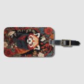 Étiquette À Bagage Élégant Panda Rouge William Morris Inspiré Floral (Devant Horizontal)