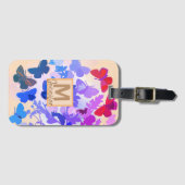 Étiquette À Bagage élégant papillon de conte de fées violet nom monog (Devant Horizontal)