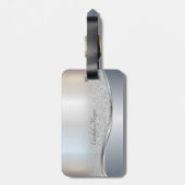 Étiquette À Bagage Elegant Parties scintillant Argent Bokeh, Monogram (Dos Vertical)