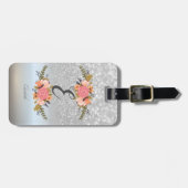 Étiquette À Bagage Elégant Parties scintillant Argent Bokeh, Monogram (Devant horizontal)