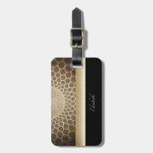 Étiquette À Bagage Elegant Parties scintillant or Arabesque -Personna (Devant Vertical)