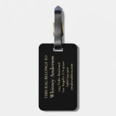 ÉTIQUETTE À BAGAGE ÉLÉGANT PARTIES SCINTILLANT ROSE NOIR MONOGRAMME F (Dos Vertical)