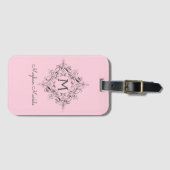 Étiquette À Bagage Élégant pastel classique monogramme (Devant Horizontal)