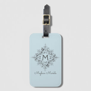 Étiquette À Bagage Élégant pastel classique monogramme