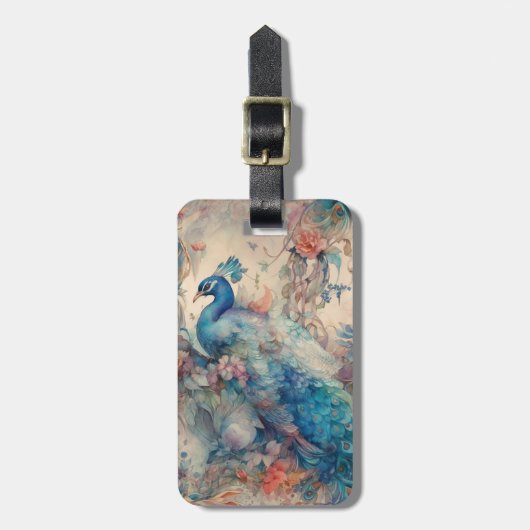 Étiquette À Bagage Elégant Peacock (Devant Vertical)