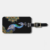 Étiquette À Bagage Elégant Peacock Aquarelle (Devant horizontal)
