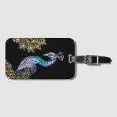 Étiquette À Bagage Elégant Peacock Aquarelle (Devant Horizontal)