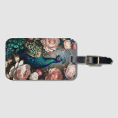 Étiquette À Bagage Élégant Peacock Pink Peonies (Devant Horizontal)