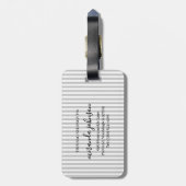 Étiquette À Bagage Elegant Personalized Monogram Gray Stripe (Dos Vertical)