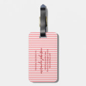 Étiquette À Bagage Elegant Personalized Monogram Red Stripe (Dos Vertical)