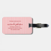 Étiquette À Bagage Elegant Personalized Monogram Red Stripe (Dos horizontal)