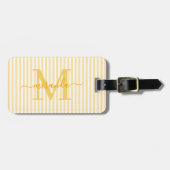 Étiquette À Bagage Elegant Personalized Monogram Yellow Stripes (Devant horizontal)