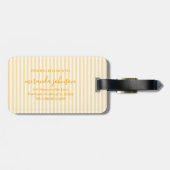 Étiquette À Bagage Elegant Personalized Monogram Yellow Stripes (Dos horizontal)