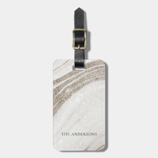 Étiquette À Bagage Élégant Porte en marbre or pâle Abstrait (Devant Vertical)