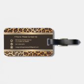Étiquette À Bagage Élégant Poster de animal Leopard Brown & Gold Stri (Dos horizontal)