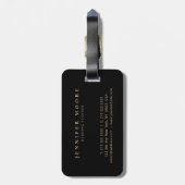 Étiquette À Bagage Élégant professionnel en or noir clair Monogramme (Dos Vertical)