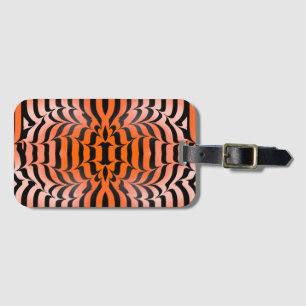 Étiquette À Bagage Elegant psychédélique orange noir Tiger Skin Print