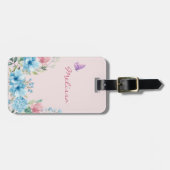 Étiquette À Bagage Élégant rose Blush Spring Floral (Devant horizontal)