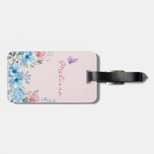 Étiquette À Bagage Élégant rose Blush Spring Floral (Dos horizontal)