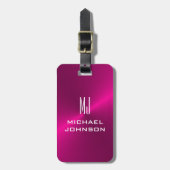 Étiquette À Bagage Élégant rose brossé métal monogramme initial (Devant Vertical)