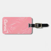 Étiquette À Bagage Elégant rose élégant en marbre doré rose (Devant horizontal)