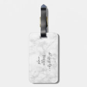 Étiquette À Bagage Élégant rose en cuivre, ananas en marbre blanc (Dos Vertical)