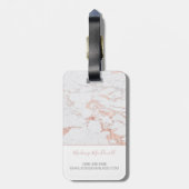 Étiquette À Bagage Élégant Rose en marbre d'or (Dos Vertical)