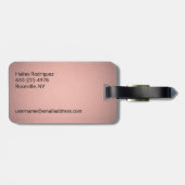 Étiquette À Bagage Elégant rose et noir Monogramme Rose or Chevron (Dos horizontal)