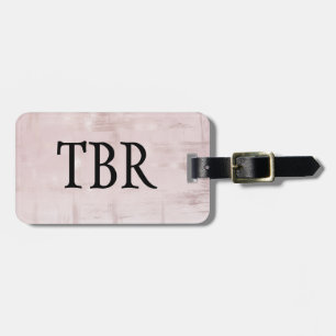 Étiquette À Bagage Élégant Rose Gold Abstrait sur Monogramme rose