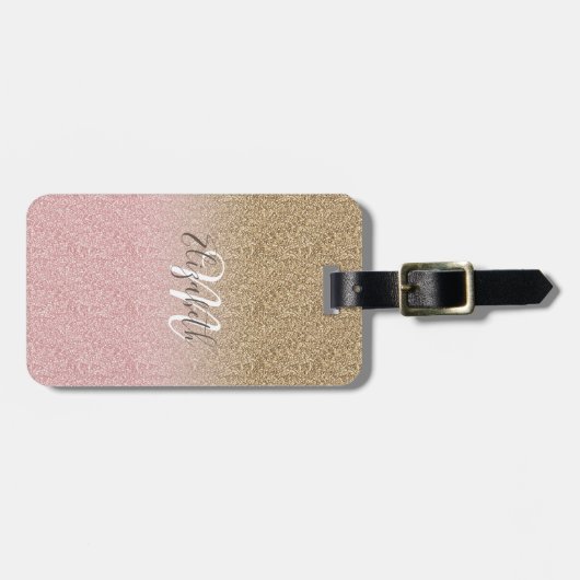 Étiquette À Bagage Elégant Rose Gold et Parties scintillant or Sparkl (Devant horizontal)
