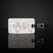 Étiquette À Bagage Elegant rose Gold Foil | White Marble | monogram