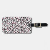 Étiquette À Bagage Élégant Rose Léopard Noir Motif (Devant horizontal)