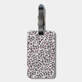 Étiquette À Bagage Élégant Rose Léopard Noir Motif (Dos Vertical)
