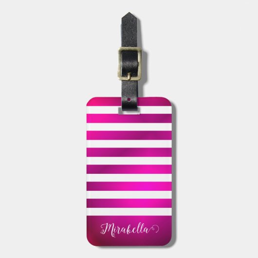 Étiquette À Bagage Élégant rose monogramme (Devant Vertical)